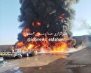 اطفای حریق در کارگاه فرآورده‌های نفتی در جاده‌زیار اصفهان